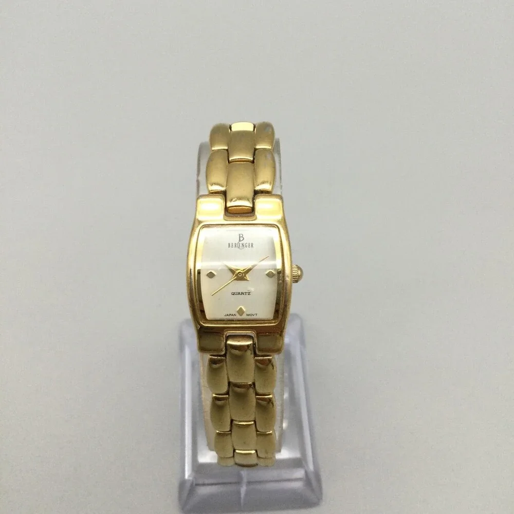 Berenger Womens Watch 16mm Gold Plated Bracelet Cream Dial New Battery 7.75